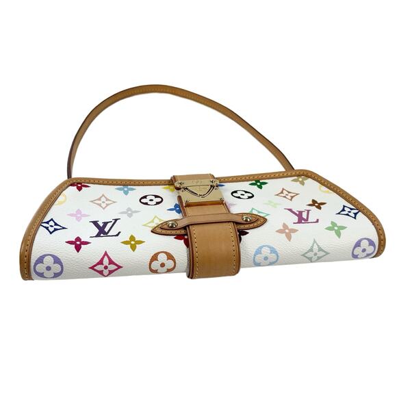 Louis Vuitton 00s Multicolor Blanc / White Monogram Shirley Pochette Clutch Bag - Picture 5 of 8
